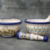 Mortero y maza de ceramica